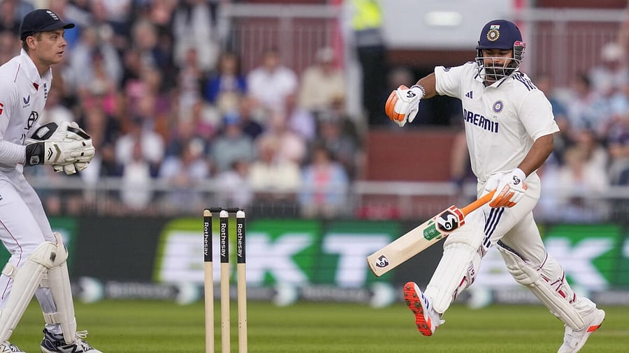 <div class="paragraphs"><p>India's Rishabh Pant runs between the wickets on day two of the fourth test cricket match between India and England, at the Old Trafford Cricket Ground, in Manchester, Thursday, July 24, 2025.</p></div>