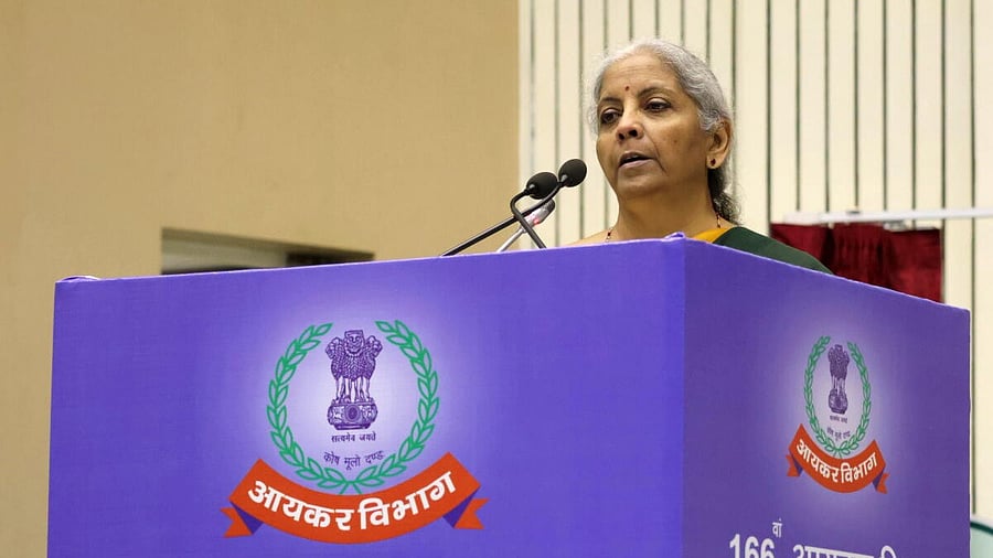 <div class="paragraphs"><p>Union Finance Minister Nirmala Sitharaman addresses the 166th Income Tax Day celebrations, in New Delhi.</p></div>