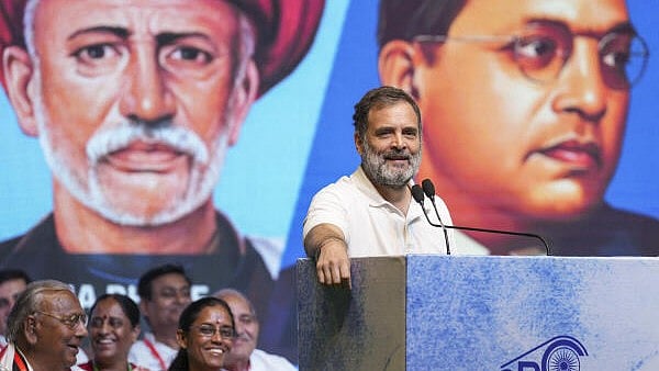 <div class="paragraphs"><p>Leader of Opposition in Lok Sabha and Congress MP Rahul Gandhi addresses the party's OBC Leadership - 'Bhagidari Nyay Mahasammelan', at Talkatora Stadium, in New Delhi.</p></div>
