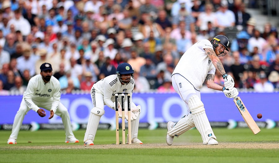 <div class="paragraphs"><p>England's Ben Stokes in action as he hits six runs off the bowling of India's Washington Sundar </p></div>