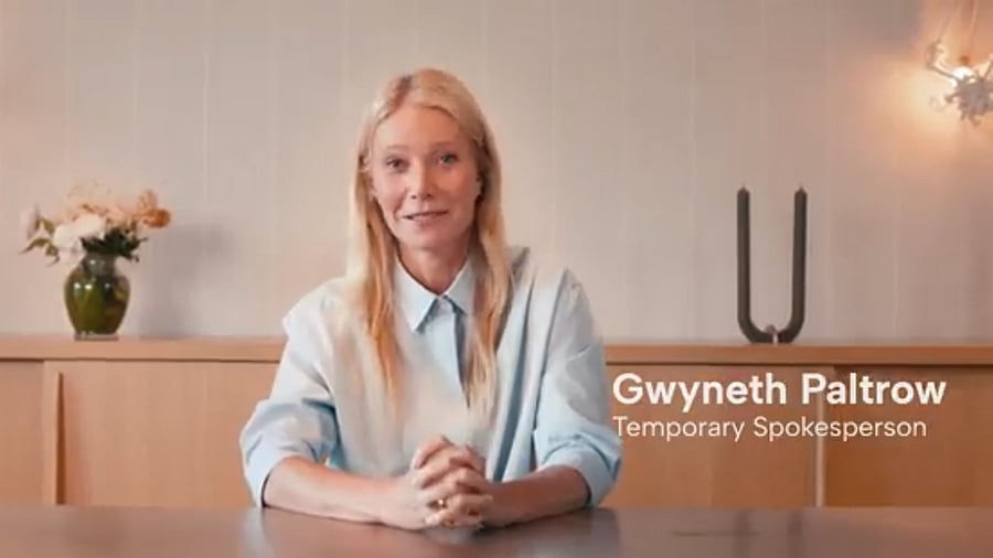 <div class="paragraphs"><p>Screengrab from a video showing Gwyneth Paltrow introducing herself as a temporary spokesperson for Astronomer.</p></div>