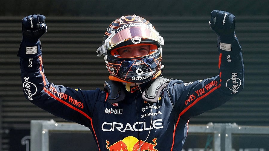 <div class="paragraphs"><p>Red Bull's Max Verstappen celebrates winning the sprint race      </p></div>