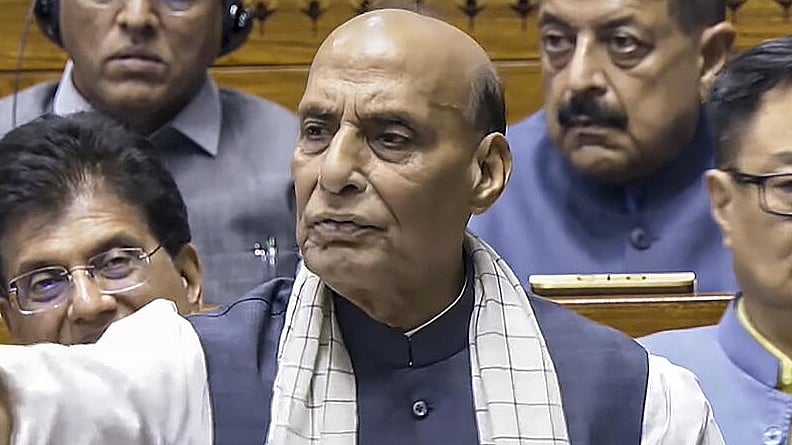<div class="paragraphs"><p>Defence Minister Rajnath Singh speaks during a debate in the Lok Sabha on the Pahalgam terror attack and Operation Sindoor, at the Monsoon session of Parliament, in New Delhi.</p></div>