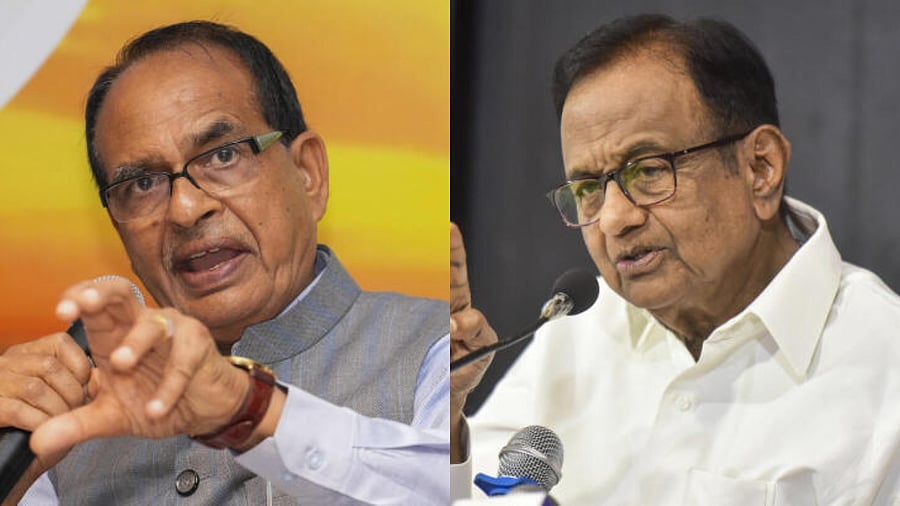 <div class="paragraphs"><p>Union minister Shivraj Singh Chouhan (L) and Congress leader P Chidambaram.</p></div>
