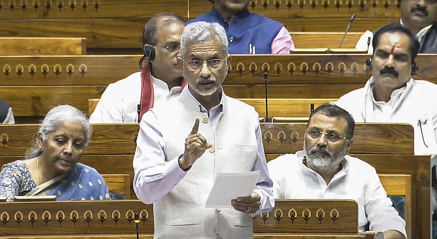<div class="paragraphs"><p>External Affairs Minister S Jaishankar speaks during a debate in the Lok Sabha on the Pahalgam terror attack and Operation Sindoor, at the Monsoon session of Parliament, in New Delhi, Monday, July 28, 2025.</p></div>