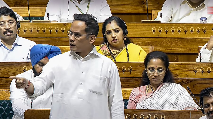 <div class="paragraphs"><p>Congress MP Gaurav Gogoi speaks during a debate in the Lok Sabha on the Pahalgam terror attack and Operation Sindoor, at the Monsoon session of Parliament, in New Delhi, Monday, July 28, 2025.&nbsp;</p></div>