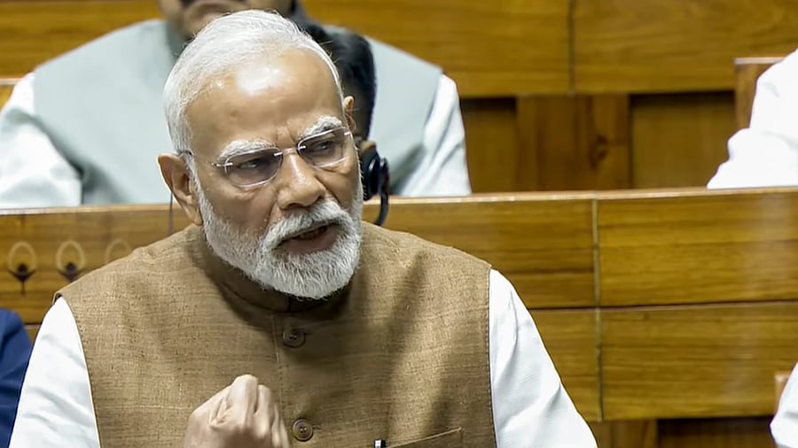 <div class="paragraphs"><p>PM Narendra Modi speaks during a debate in the Lok Sabha on the Pahalgam terror attack and Operation Sindoor, at the Monsoon session of Parliament, in New Delhi, Tuesday, July 29, 2025.</p></div>