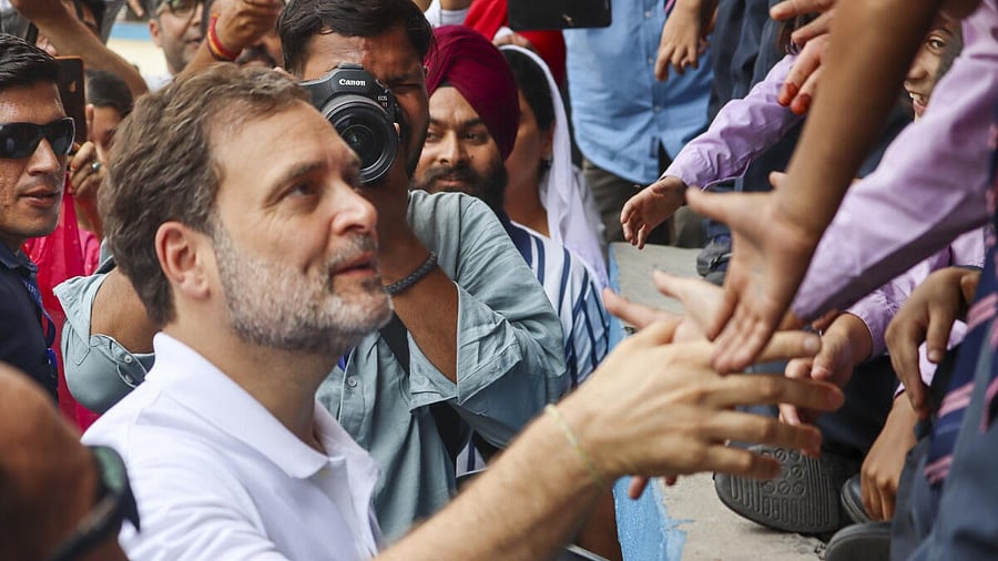 <div class="paragraphs"><p>Congress leader and LoP in Lok Sabha Rahul Gandhi interacts with students during a visit to a school, in Poonch, J&K, Saturday, May 24, 2025.</p></div>