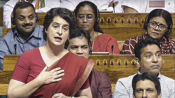 <div class="paragraphs"><p>Congress MP Priyanka Gandhi Vadra speaks during a debate in the Lok Sabha on the Pahalgam terror attack</p></div>