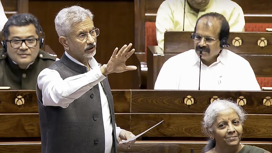 <div class="paragraphs"><p>Union External Affairs Minister S Jaishankar speaks in the Rajya Sabha during the Monsoon session of Parliament, in New Delhi, Wednesday, July 30, 2025.</p></div>