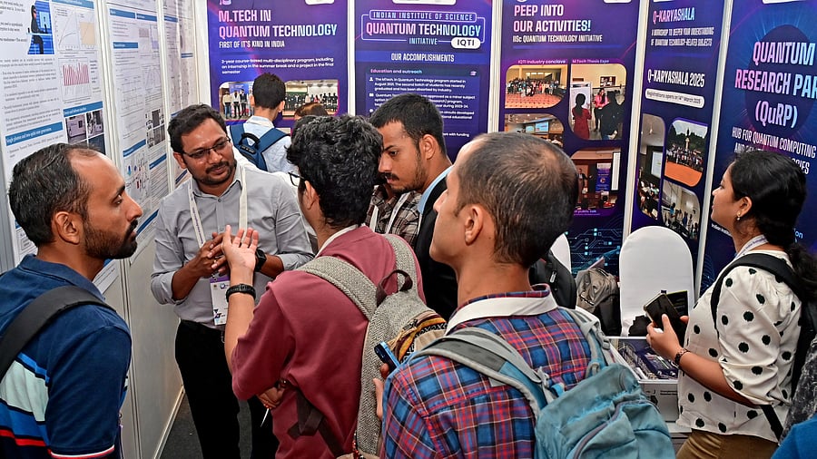 <div class="paragraphs"><p>Curious crowds at a stall set up as part of Quantum India Summit in Bengaluru on Thursday. </p></div>