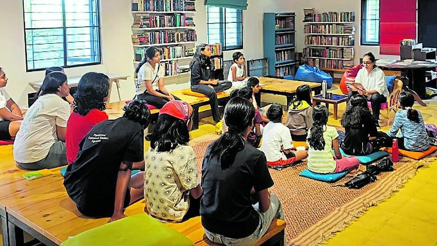 <div class="paragraphs"><p>A book reading session in the community library at<br>Courtyard Koota.</p></div>