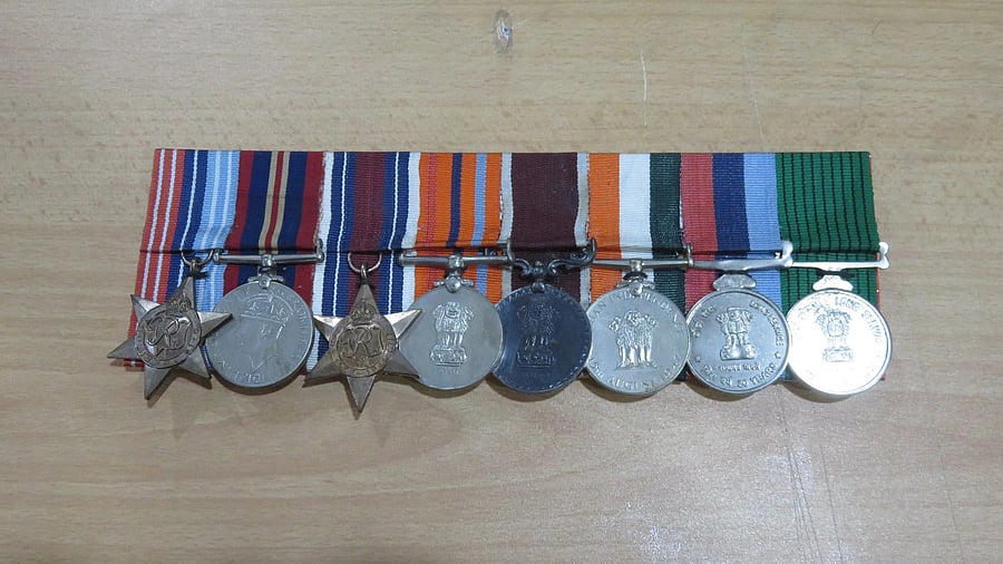 The war and service medal awarded to Naik Anthony Manickam. Photos by author