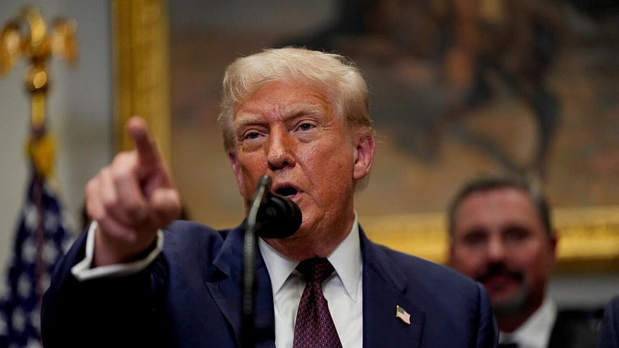 <div class="paragraphs"><p>US President Donald Trump delivers remarks at the White House.</p></div>