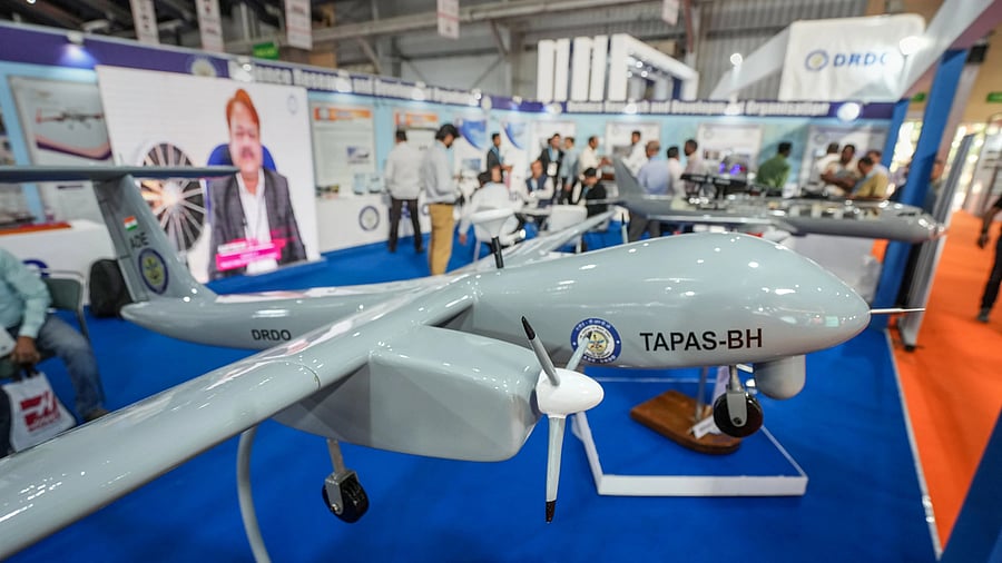 <div class="paragraphs"><p> An Unmanned Aerial Vehicle (UAV) from DRDO on display during the inauguration of the India Manufacturing Show 2023 (IMS). </p><p>Photo for representational purpose.</p></div>