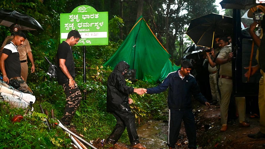 <div class="paragraphs"><p>The complainant witness comes out of the site where digging was carried out in Dharmasthala on Saturday. </p></div>