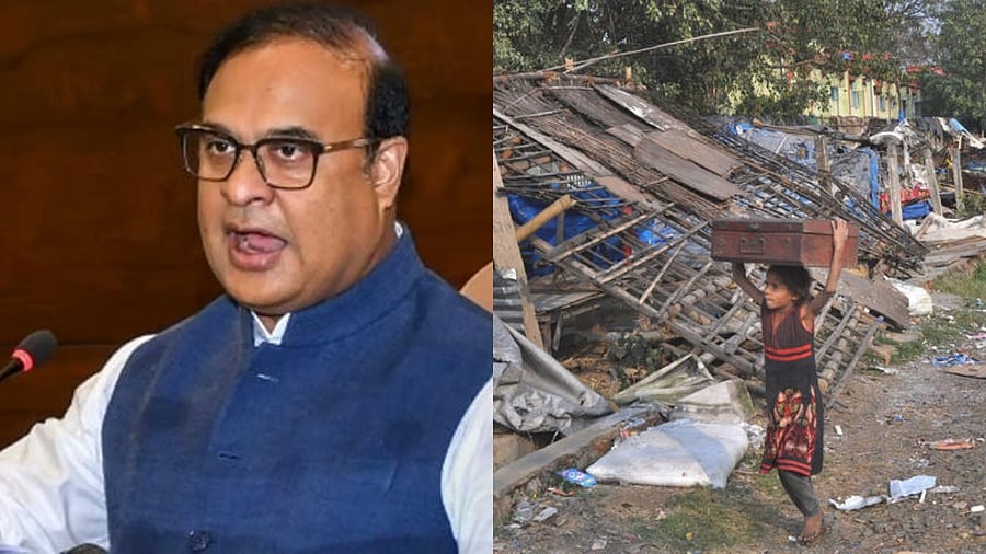 <div class="paragraphs"><p>Assam CM Himanta Biswa Sarma, A child carries her belongings during an eviction drive in Guwahati</p></div>