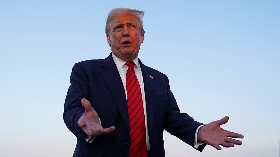 <div class="paragraphs"><p>U.S. President Donald Trump talks to members of the press at Lehigh Valley International Airport in Allentown<br></p></div>