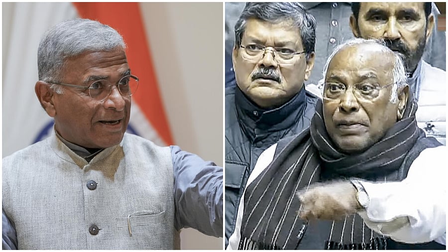 <div class="paragraphs"><p>RS Deputy Chairman Harivansh (L), Mallikarjun Kharge</p></div>