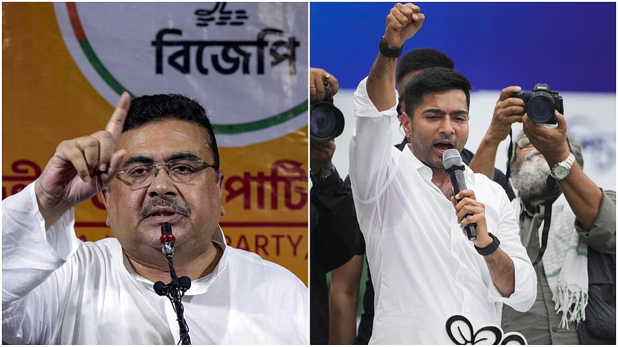<div class="paragraphs"><p>BJP's Suvendu Adhikari (left) and TMC's Abhishek Banerjee</p></div>