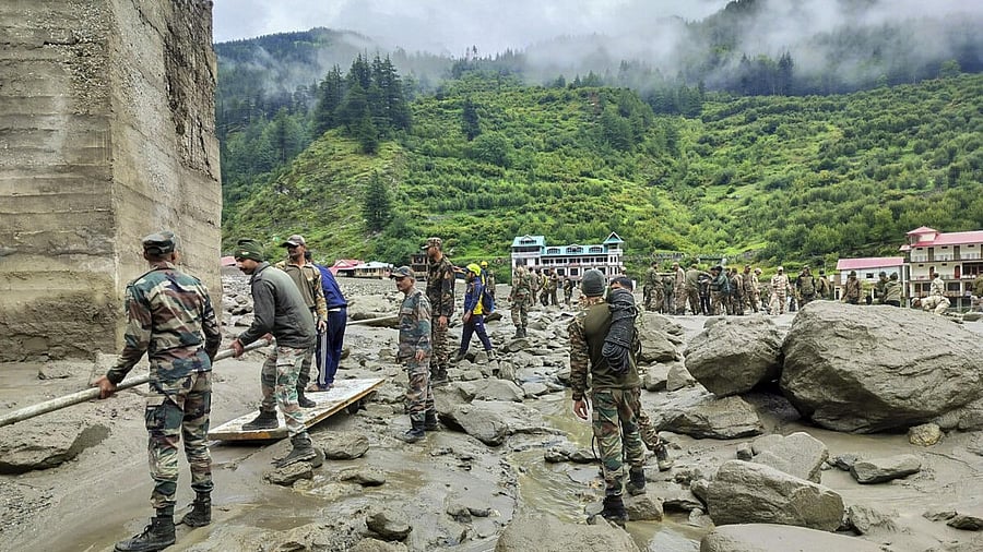 <div class="paragraphs"><p>Uttarkashi: Search and rescue operation underway following flash floods triggered by a cloudburst, at Dharali, in Uttarkashi.</p></div>