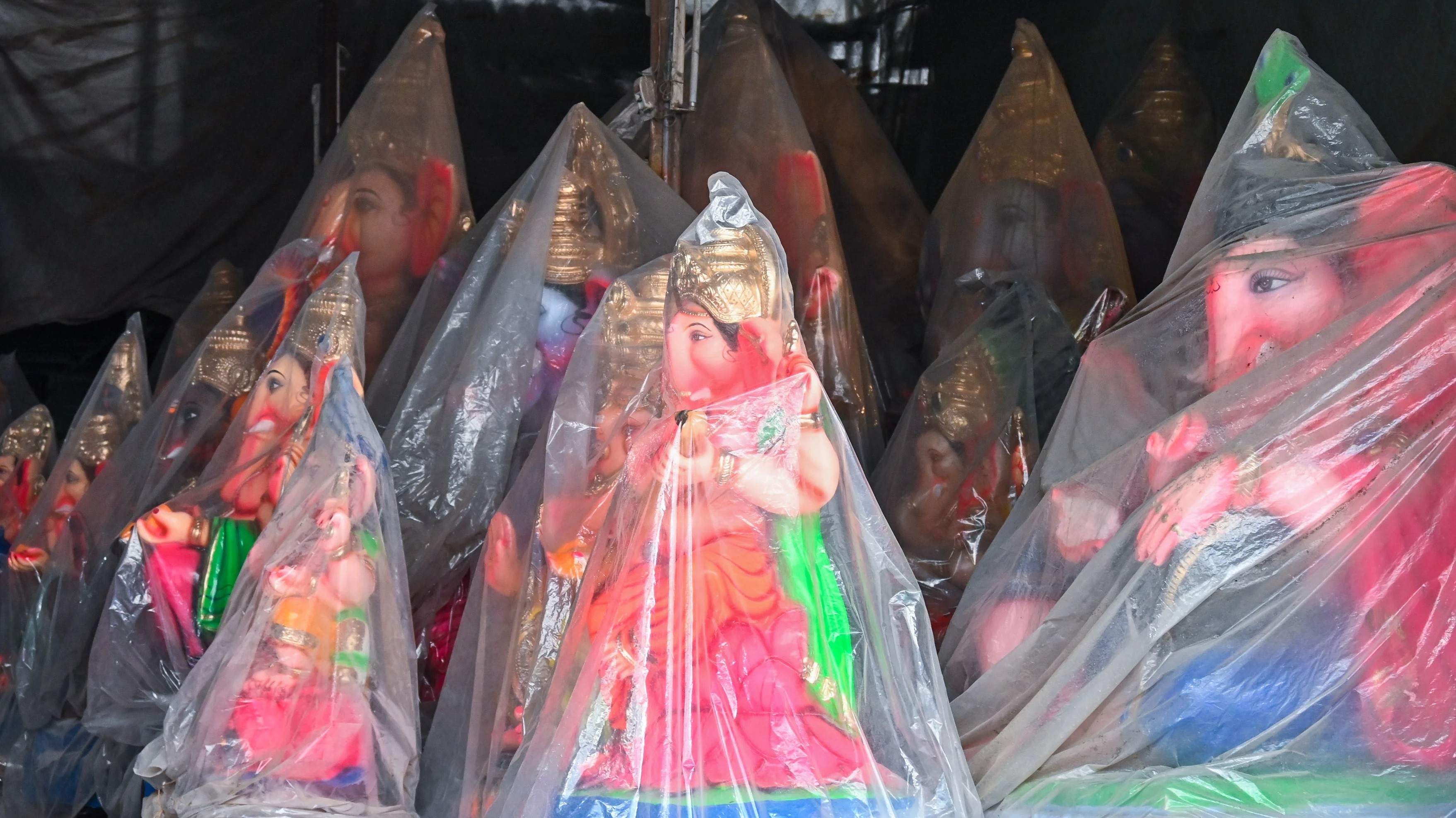 <div class="paragraphs"><p>Ganesha idols made of Plaster of Paris (PoP) at RV Road in Bengaluru. Ganesh Chaturthi is set to be celebrated on August 27. </p></div>