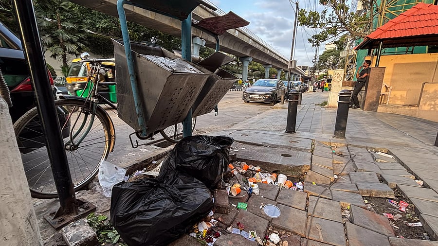 <div class="paragraphs"><p>The bins on M G Road are in a deplorable condition and some have become black spots. </p></div>