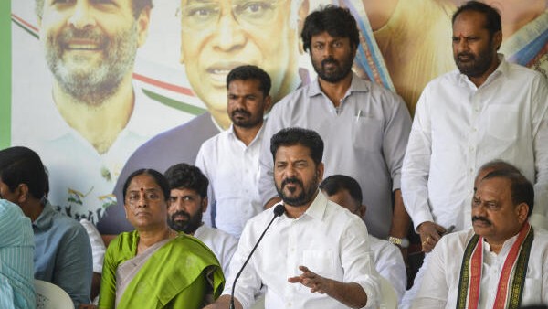 <div class="paragraphs"><p>Telangana Chief Minister A Revanth Reddy speaks to the media, in New Delhi</p></div>