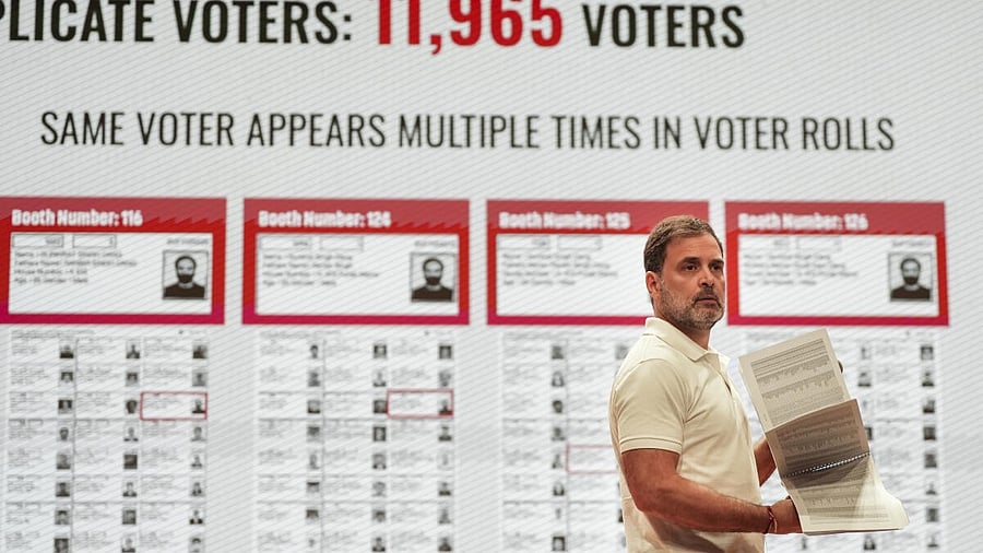 <div class="paragraphs"><p>Rahul Gandhi addresses a press conference at AICC head quarters in New Delhi.&nbsp;</p></div>