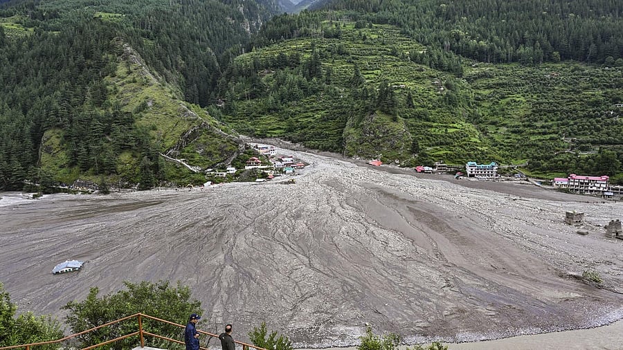 <div class="paragraphs"><p>Mud and debris at the site following flash floods triggered by a cloudburst at Dharali region in Uttarkashi, Uttarakhand, Thursday, Aug. 7, 2025.</p></div>