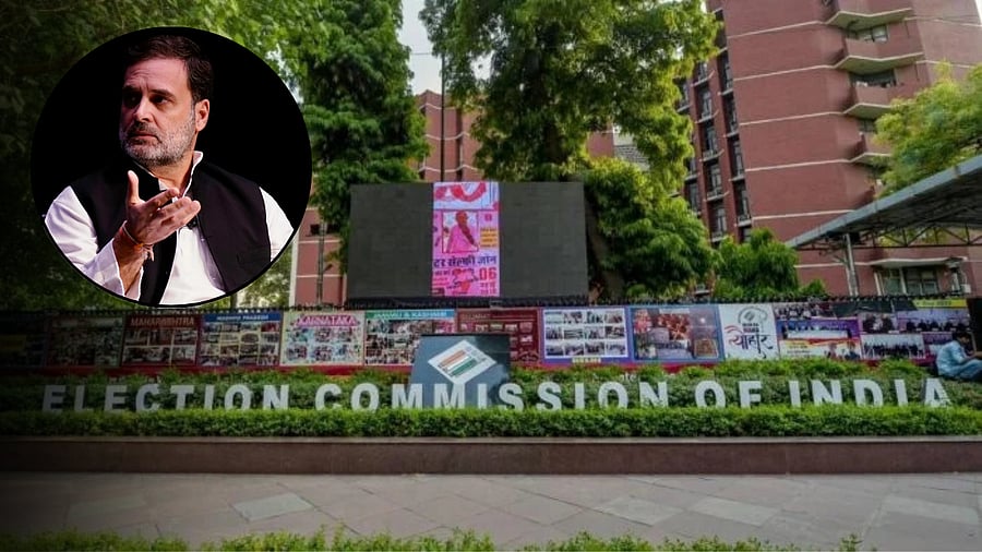 <div class="paragraphs"><p>Image showing the EC office and Congress leader Rahul Gandhi.</p></div>