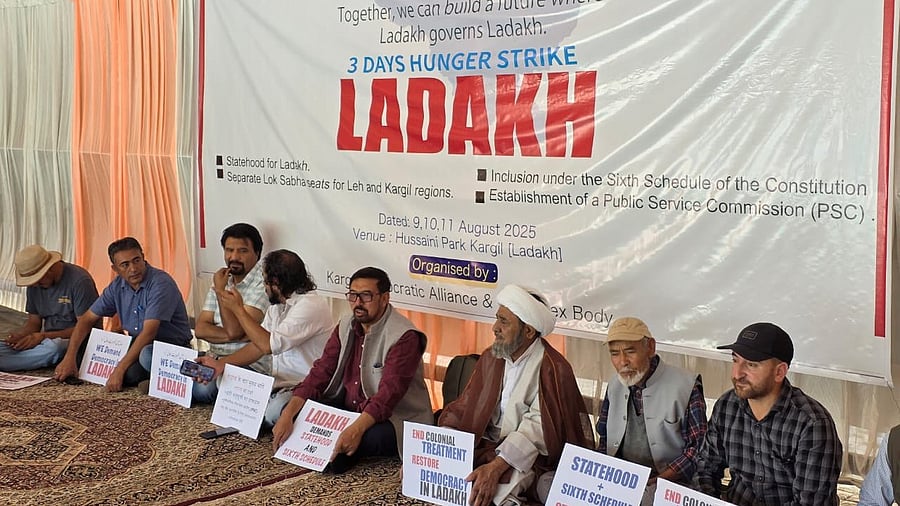 <div class="paragraphs"><p>The hunger strike is being sponsored by Kargil Democratic Alliance (KDA) and Lex Apex Body (LAB) at Hussani Park.</p></div>