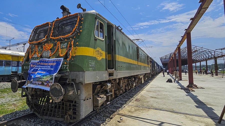 <div class="paragraphs"><p>A freight train at Anantnag railway station in Jammu and Kashmir.</p></div>