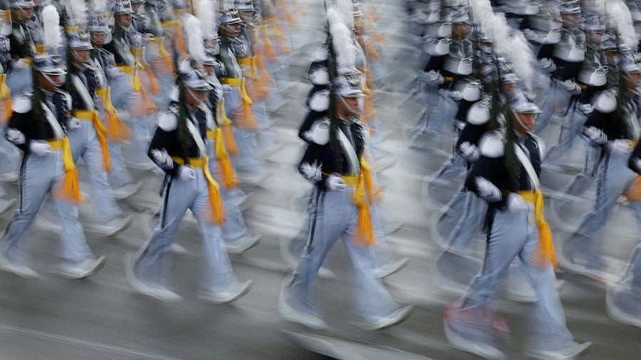 <div class="paragraphs"><p>Cadets march during a celebration to mark 76th anniversary of Korea Armed Forces Day, in Seongnam, South Korea</p></div>