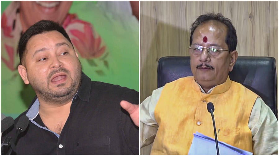 <div class="paragraphs"><p>Tejashwi Yadav (L) and Vijay Kumar Sinha.</p></div>