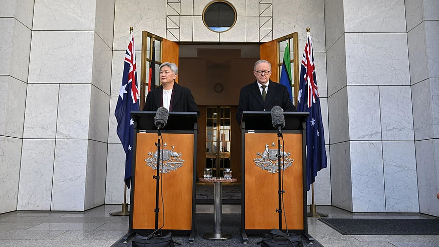 <div class="paragraphs"><p>Australian Prime Minister Anthony Albanese and Minister for Foreign Affairs Penny Wong during a press conference at Parliament House in Canberra, Australia , August 11, 2025.</p></div>