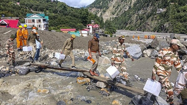 <div class="paragraphs"><p>Uttarkashi flash floods: NDRF personnel at disaster-hit Harsil area.</p></div>