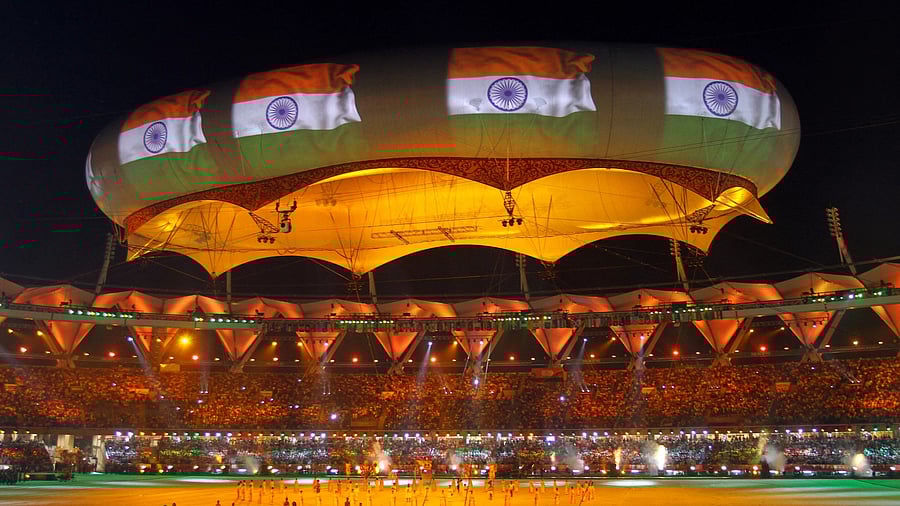 <div class="paragraphs"><p>File photo: The Indian national flag is projected onto a balloon during the Commonwealth Games closing ceremony at the Jawaharlal Nehru stadium.</p></div>