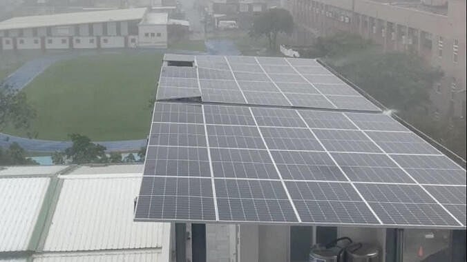 <div class="paragraphs"><p>Strong gusts of wind blow away a solar panel on the roof of a building, as Typhoon Podul hits Taitung, Taiwan August 13, 2025, in this screengrab obtained from a social media video. ''@1jane_cheng'' via Thread.</p></div>