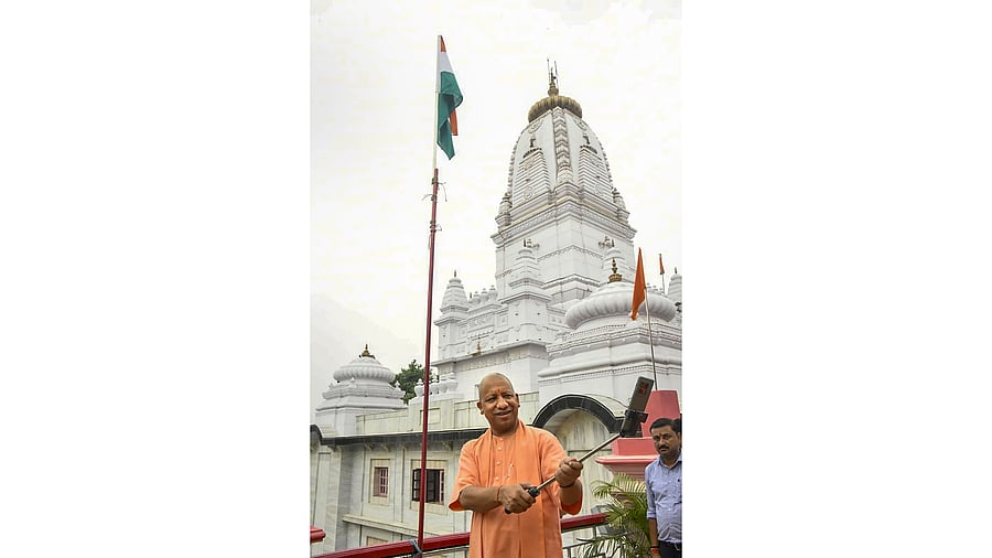 <div class="paragraphs"><p>File photo: Uttar Pradesh Chief Minister Yogi Adityanath takes a selfie during 'Har Ghar Tiranga' campaign. </p></div>