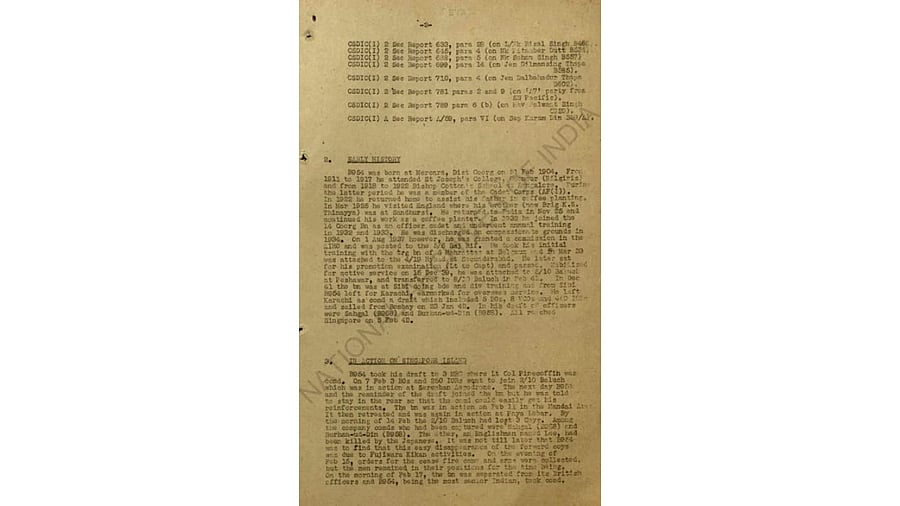 <div class="paragraphs"><p>Part of the British interrogation report of K P Thimayya</p></div>