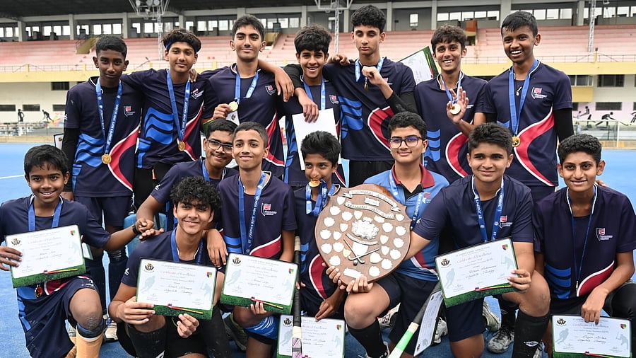 <div class="paragraphs"><p>Vidhyashilp Academy, winners of the inter-school U-17 hockey tournament for the Centenary Shield.&nbsp;STANDING (from left): Kavan, Ekansh, Ashok, Pranith, Sohan, Gaurish and Samarth. KNEELING: Naman Nair, Danesh, Nived Nair, Nirmal Sai, Ishanth, Sameer, Ridhan, Chayan.</p></div>