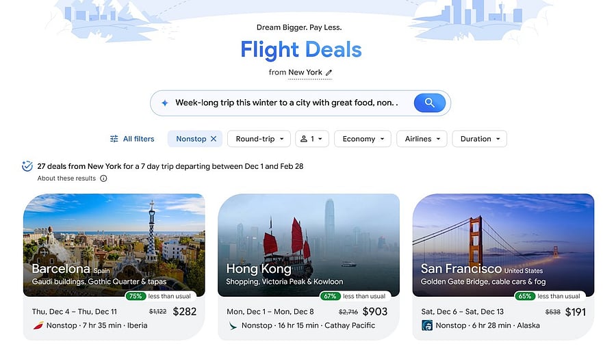 <div class="paragraphs"><p>Google Flight Deals tool on Flight app.</p></div>