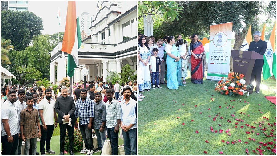 <div class="paragraphs"><p>The High Commission in Singapore felicitated Indian migrant workers (L), India’s Ambassador to Israel, JP Singh, hoisted the tricolour.</p></div>