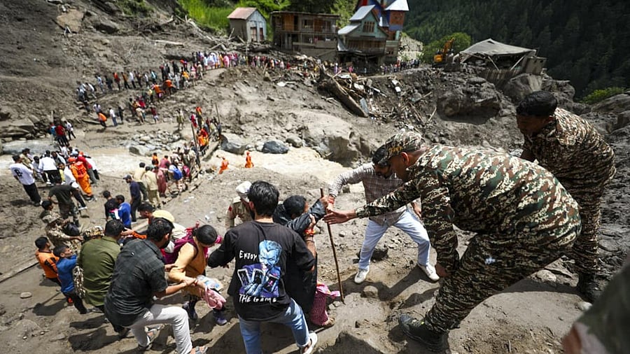 <div class="paragraphs"><p>Rescue work underway at an affected area following a cloudburst, in Kishtwar district, Jammu and Kashmir, Friday, Aug. 15, 2025. At least 60 people were killed in the incident, according to officials.</p></div>