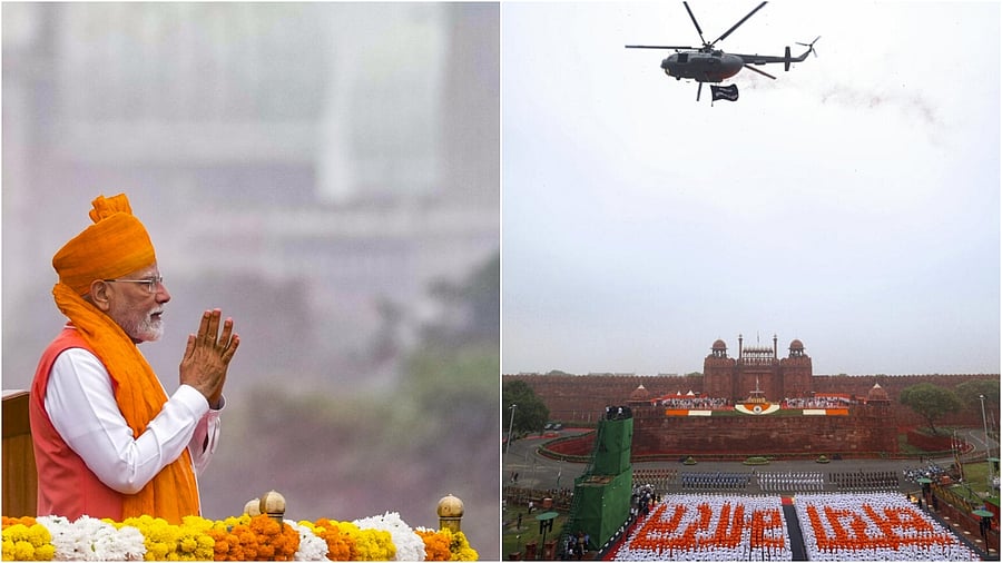 <div class="paragraphs"><p>Prime Minister Narendra Modi addresses the nation from the Red Fort on the occasion of the 79th Independence Day, in New Delhi</p></div>