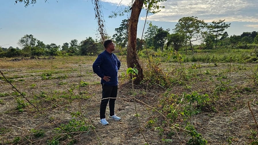 <div class="paragraphs"><p>A former militant stands in an agricultural field. </p></div>