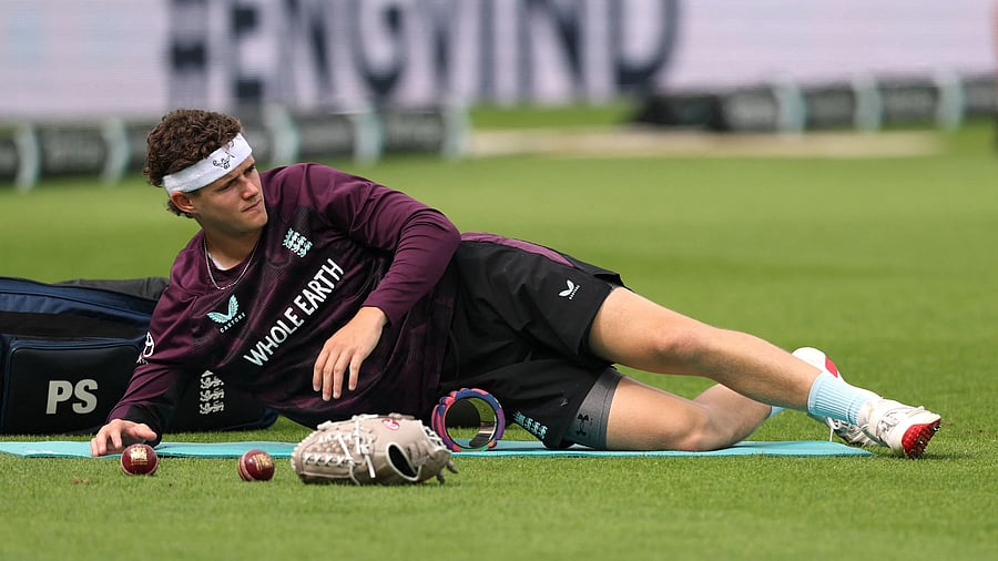 <div class="paragraphs"><p>England's Jacob Bethell is seen wearing a white headband to honour former England cricketer Graham Thorpe for 'A Day for Thorpey'.</p></div>