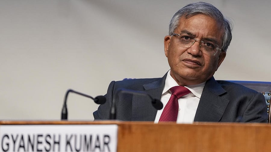 <div class="paragraphs"><p>Chief Election Commissioner Gyanesh Kumar during a press conference, in New Delhi, Sunday, Aug. 17, 2025.</p></div>