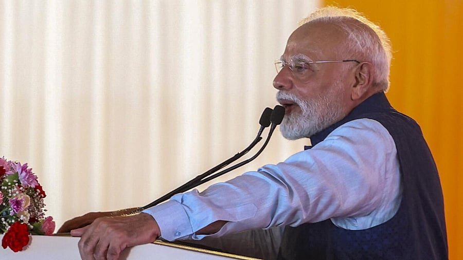 <div class="paragraphs"><p>Prime Minister Narendra Modi addresses the gathering during the inauguration of the Delhi section of the Dwarka Expressway and the Urban Extension Road-II (UER-II), in New Delhi.</p></div>